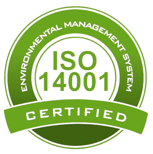ISO 14001 environmental management system certification mark.