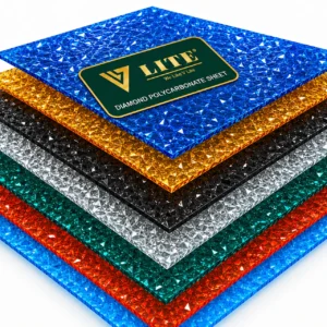 V-LITE Diamond polycarbonate product with irregular crystalline surface texture — visualisation