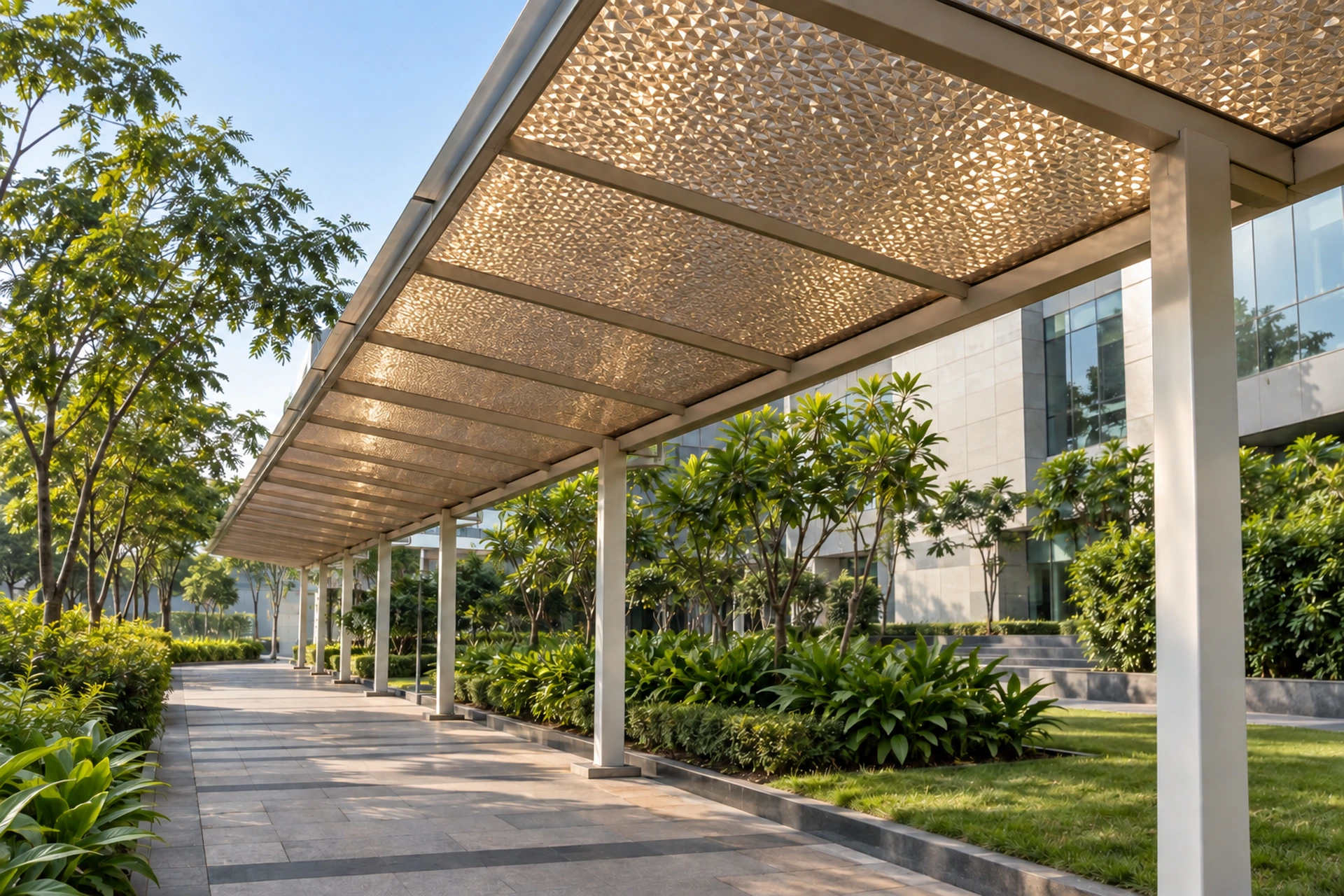 V-LITE Diamond polycarbonate walkway with irregular crystalline surface texture — visualisation