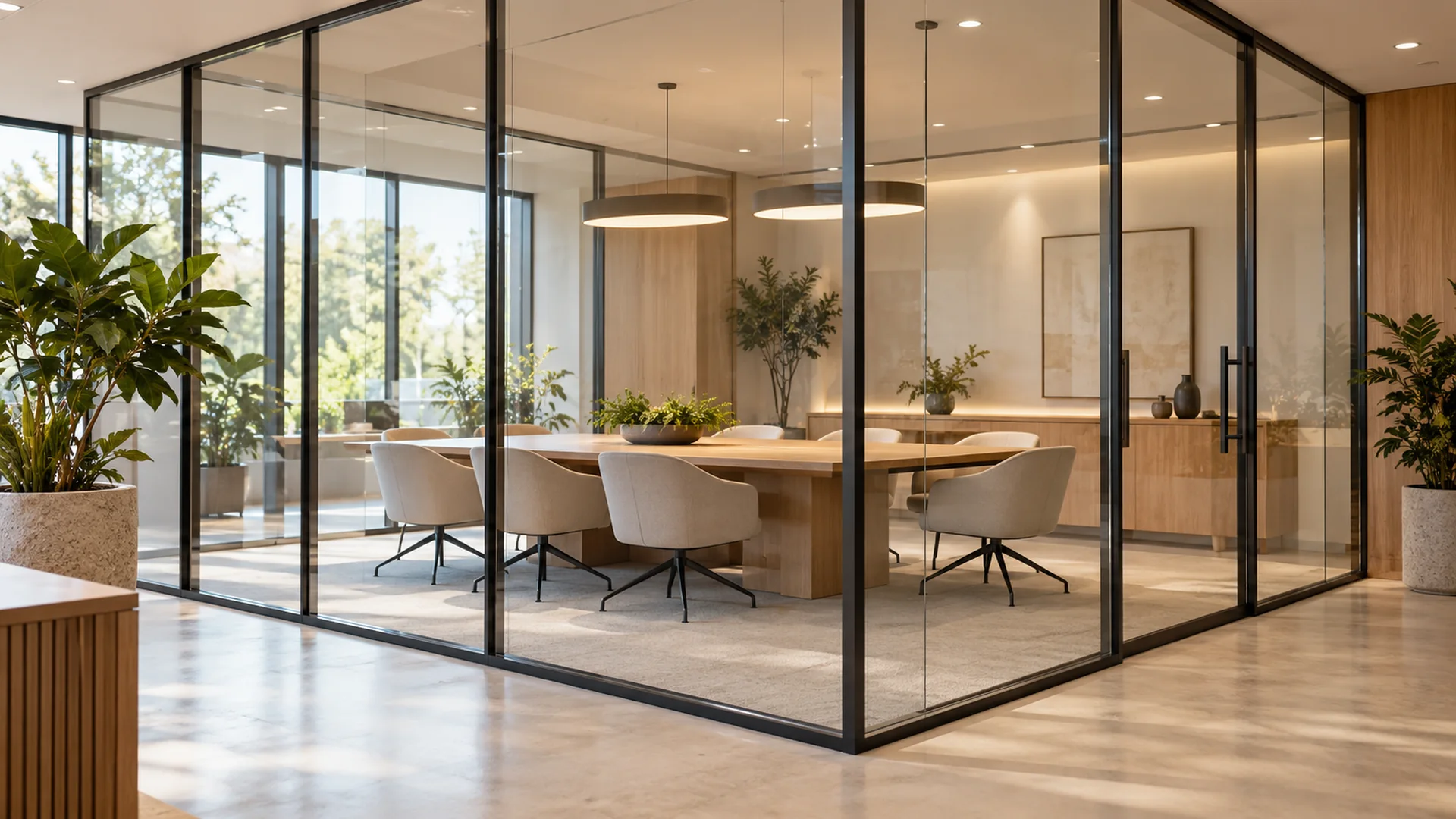 Clear smooth polycarbonate office partition design concept